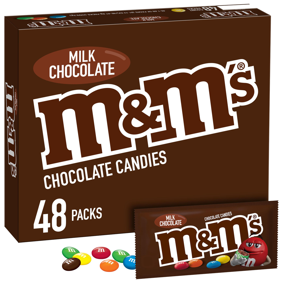M&M'S Full Size Chocolate Candy, Milk Chocolate, 1.69 oz, 48 ct