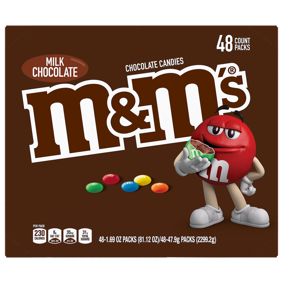 M&M'S Full Size Chocolate Candy, Milk Chocolate, 1.69 oz, 48 ct
