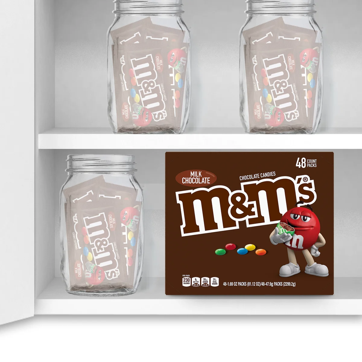 M&M'S Full Size Chocolate Candy, Milk Chocolate, 1.69 oz, 48 ct