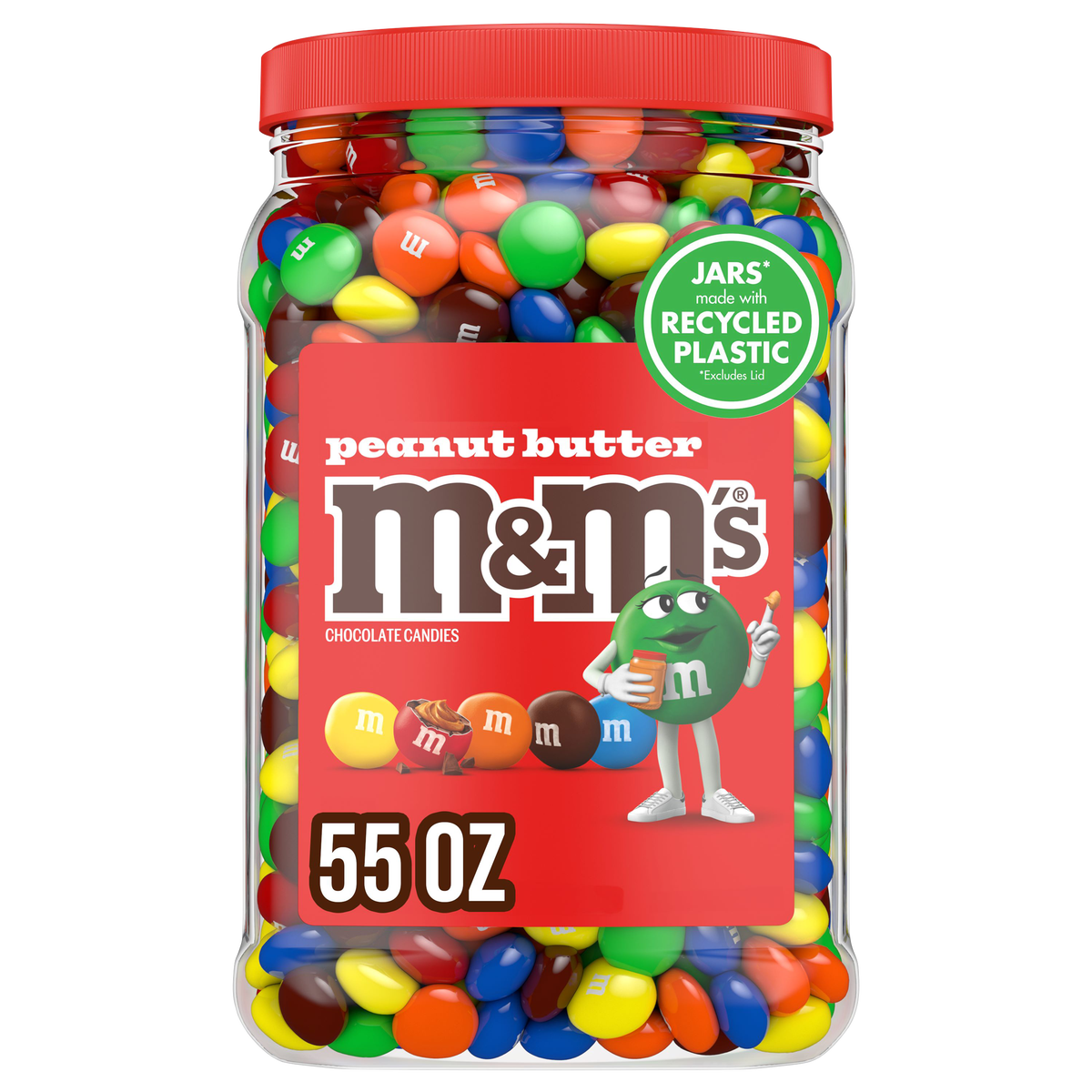 M&M'S Chocolate Candy, Peanut Butter, 55 oz Jar