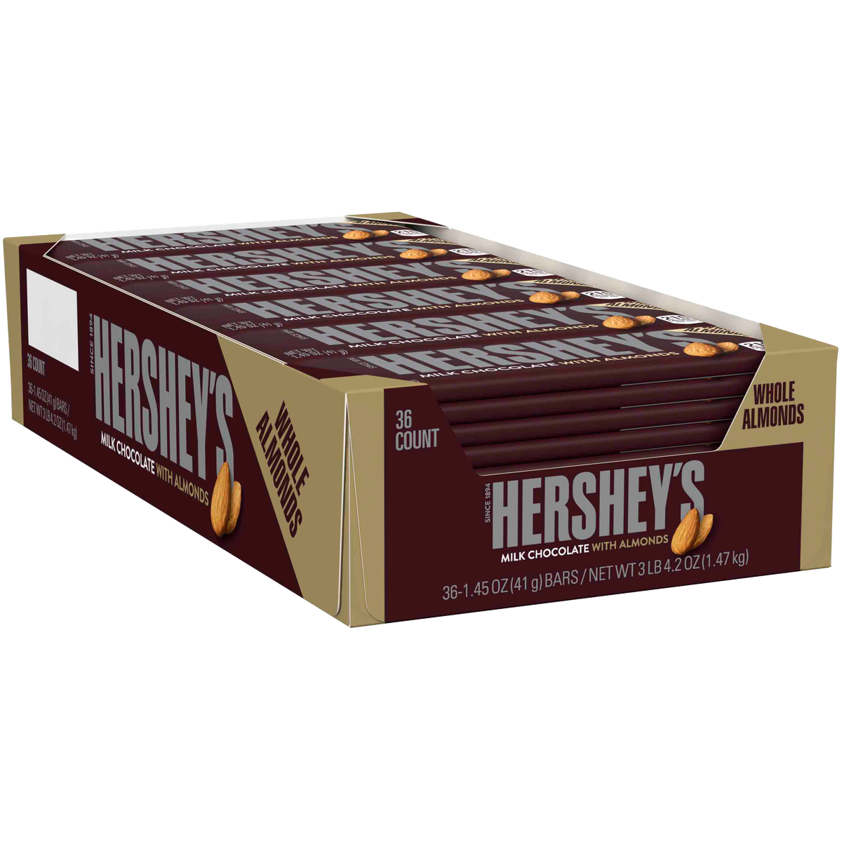 Hershey's, Milk Chocolate with Almonds, 1.45 oz, 36 ct