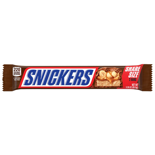Snickers Chocolate Candy Bar, Share Size, 3.29 oz, 24 ct