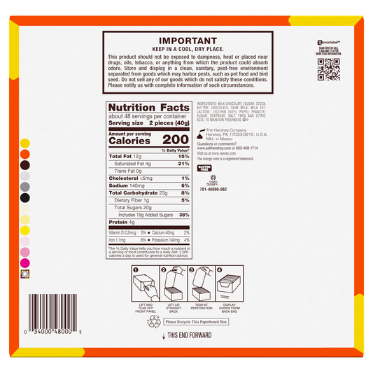 Reese's Peanut Butter Cups, Milk Chocolate, King Size, 2.8 oz, 24 ct