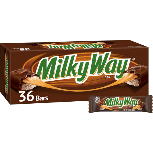 Milky Way Caramel Chocolate Candy Bar, Full Size, 1.84 oz, 36 ct