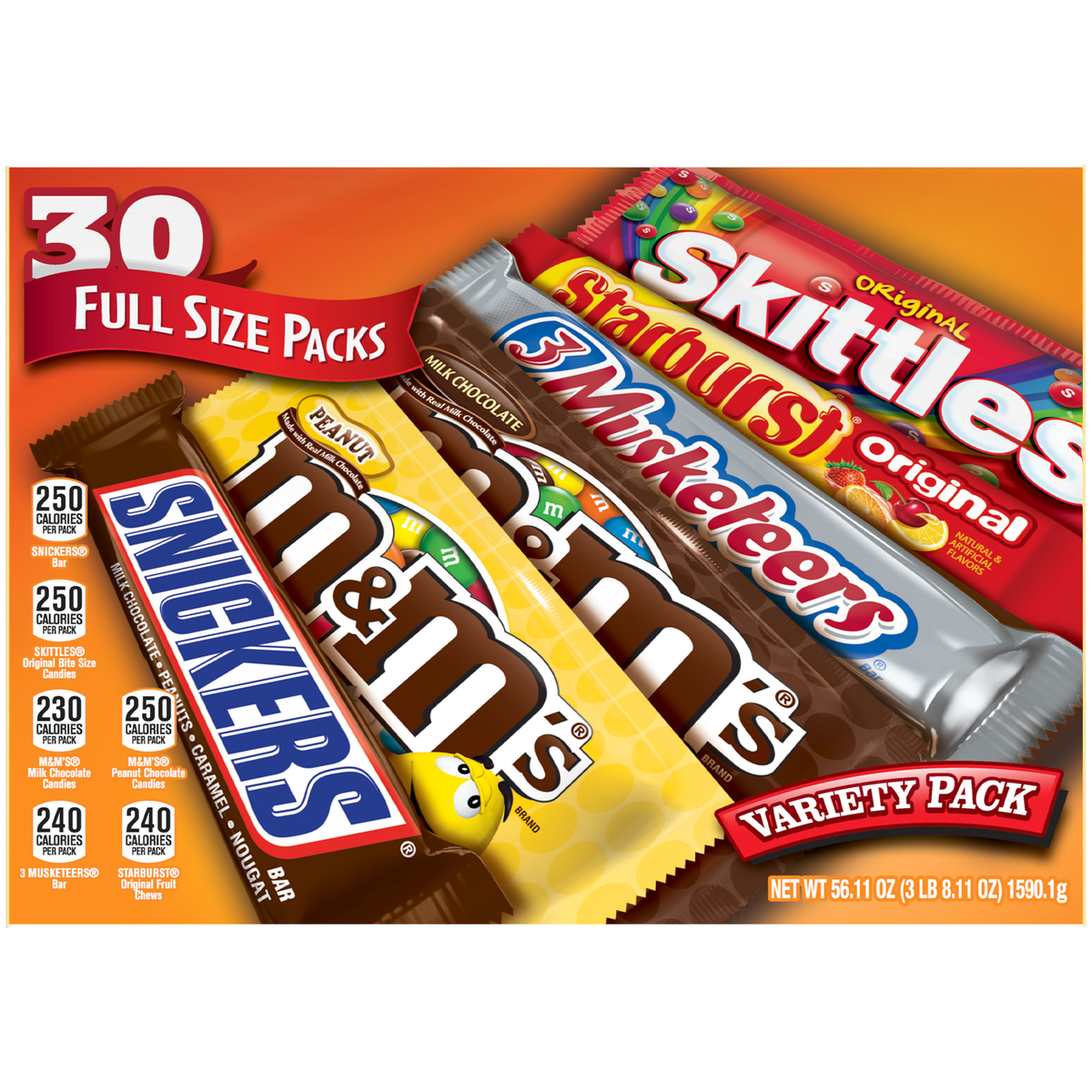 Mars Candy, Full Size, Variety Pack, 30 ct