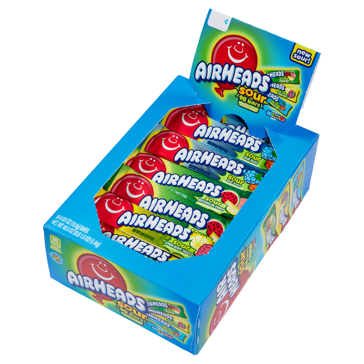 AirHeads Sour, Variety Pack, 0.55 oz, 90 ct