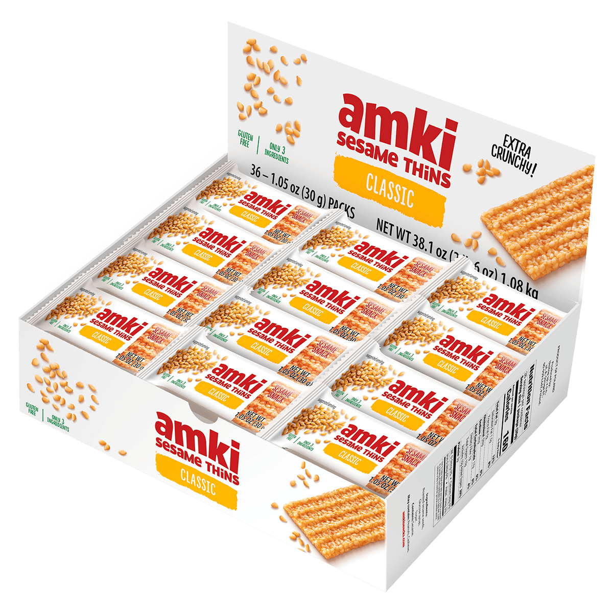 Amki Sesame Thins, Classic, 1.05 oz, 36 ct