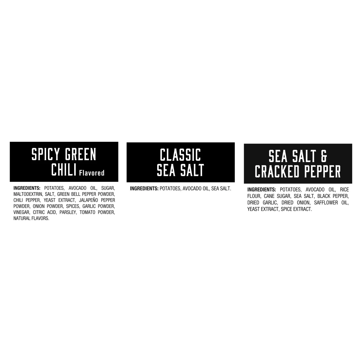 Boulder Canyon Avocado Oil Kettle Style Potato Chips, Variety Pack, 1 oz, 36 ct