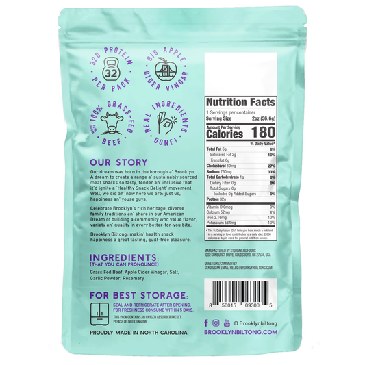 Brooklyn Biltong Steakhouse Air Dried Beef, 2 oz, 6 ct