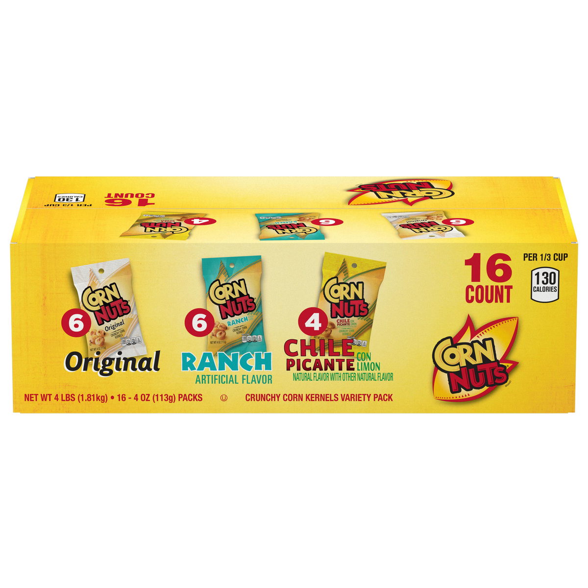 CORN NUTS Crunchy Corn Kernels, Variety Pack, 4 oz, 16 ct