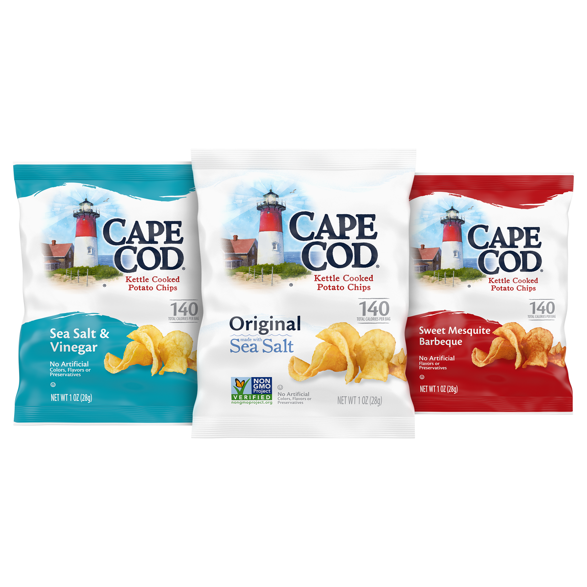 Cape Cod Kettle Cooked Potato Chips, Variety Pack, 1 oz, 36 ct