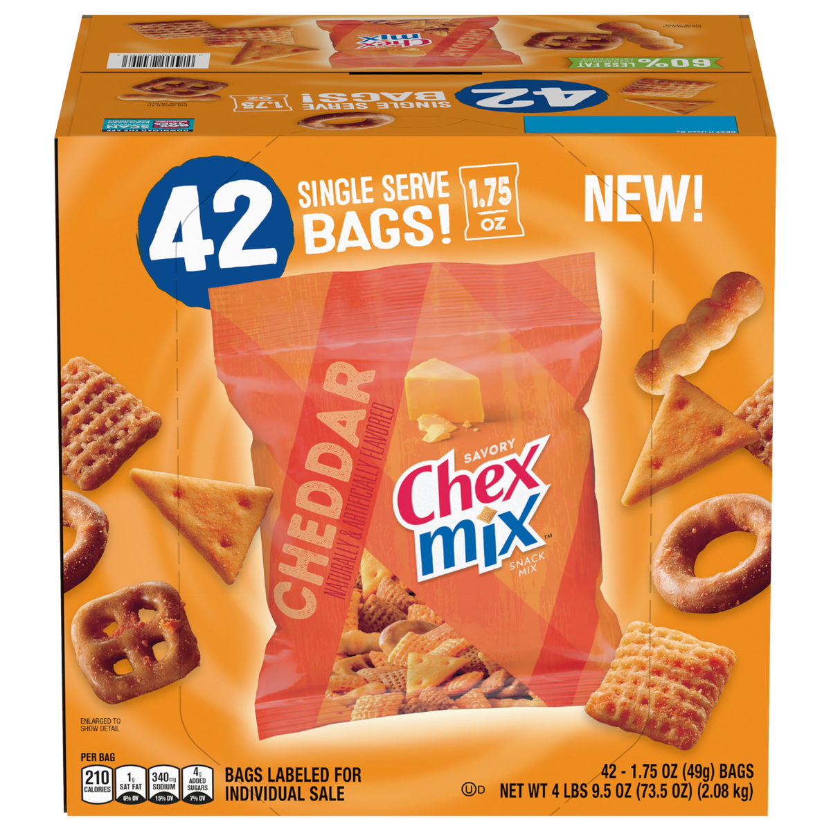 Chex Mix Snack Mix, Cheddar, 1.75 oz, 42 ct