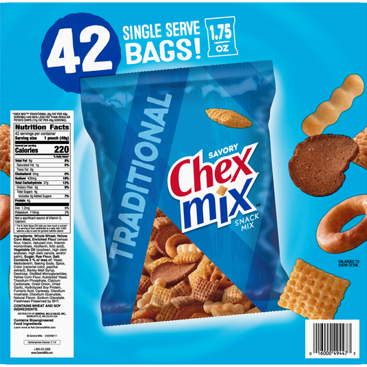 Chex Mix Snack Mix, Traditional, 1.75 oz, 42 ct