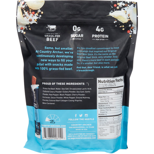 Country Archer Grass-Fed Beef Stick Minis, Original, 0.5 oz, 28 ct