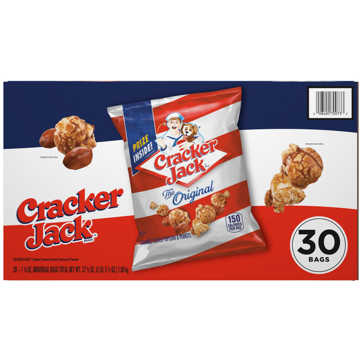 Cracker Jack, Original Caramel Coated Popcorn and Peanuts, 1.25 oz, 30 ct