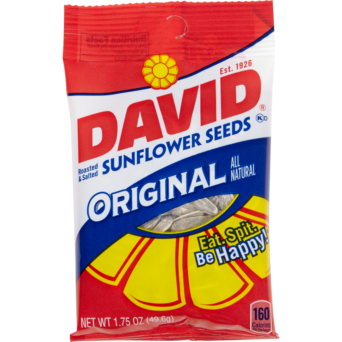 David Sunflower In-Shell Seeds, Original, 1.75 oz, 24 ct