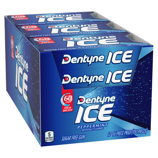Dentyne Ice Sugar Free Gum, Peppermint, 16 Pieces, 12 ct