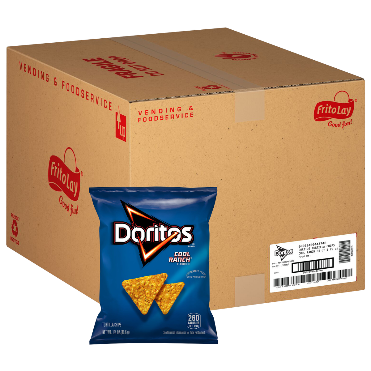 Doritos Tortilla Chips, Cool Ranch, 1.75 oz, 64 ct
