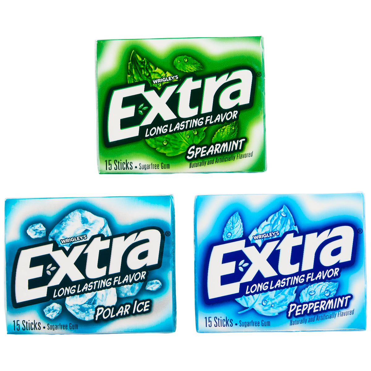 Extra Sugar Free Chewing Gum, Mint Variety Pack, 15 Sticks, 18 ct