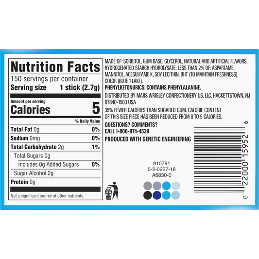 Extra Sugar Free Chewing Gum, Peppermint, Slim Pack, 15 Sticks, 10 ct