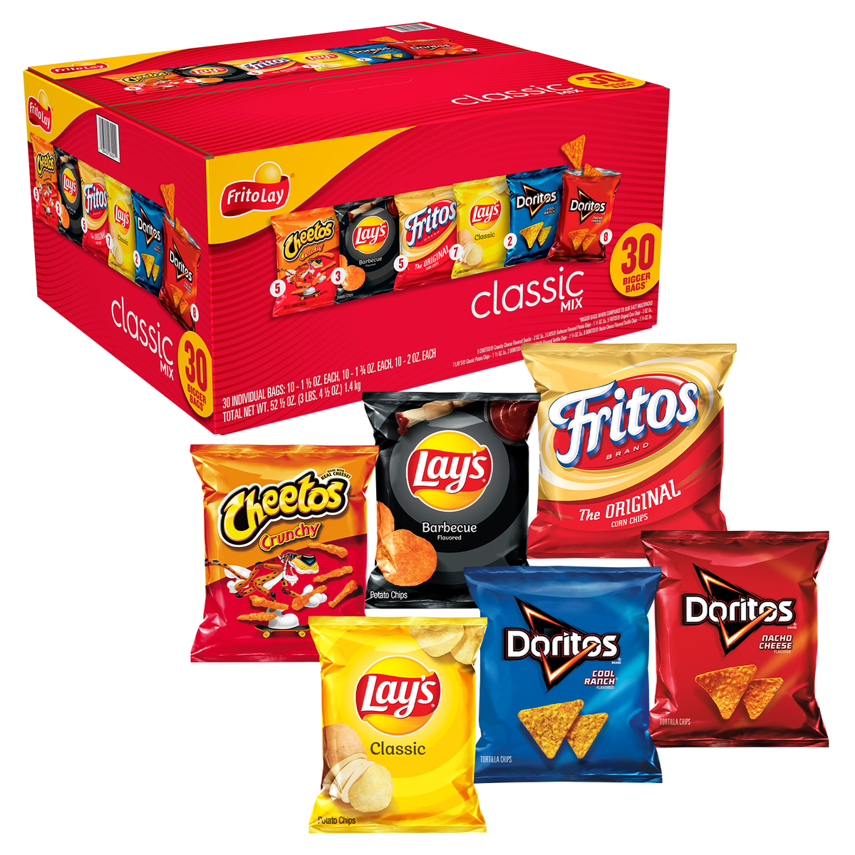 Frito-Lay Classic Mix, Variety Pack, 30 ct