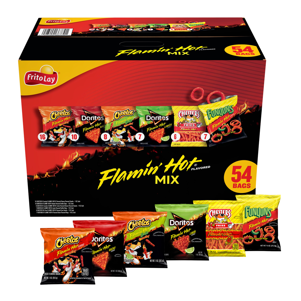Frito-Lay Flamin' Hot Mix, Variety Pack, 54 ct