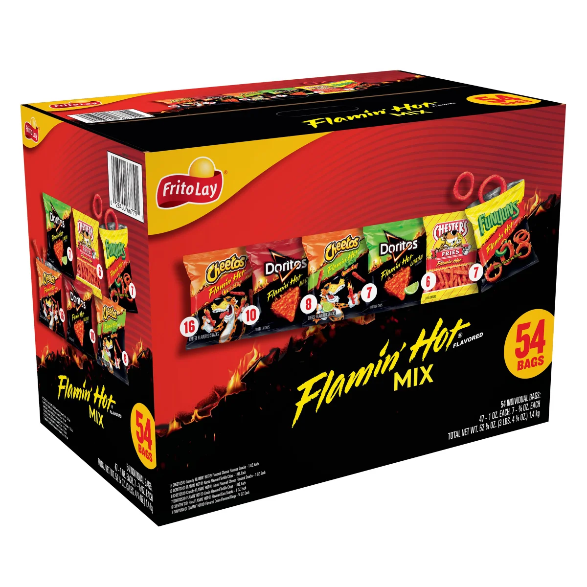 Frito-Lay Flamin' Hot Mix, Variety Pack, 54 ct
