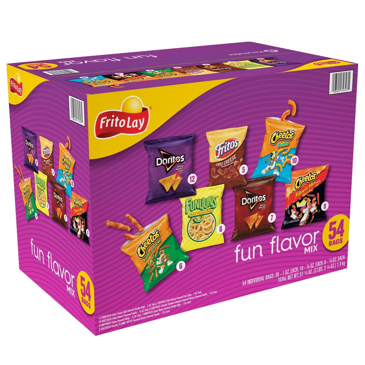 Frito-Lay Fun Flavor Mix, Variety Pack, 54 ct