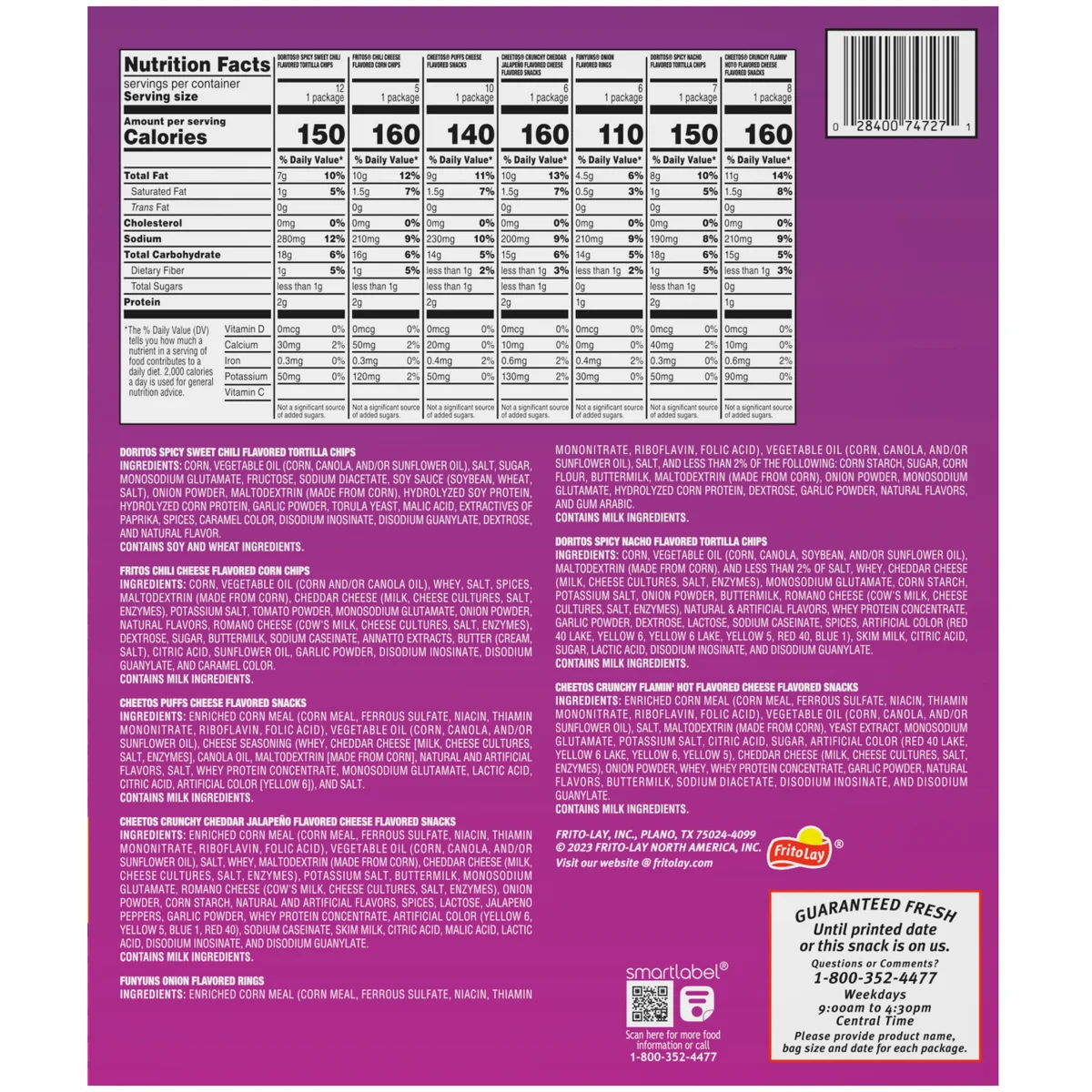 Frito-Lay Fun Flavor Mix, Variety Pack, 54 ct