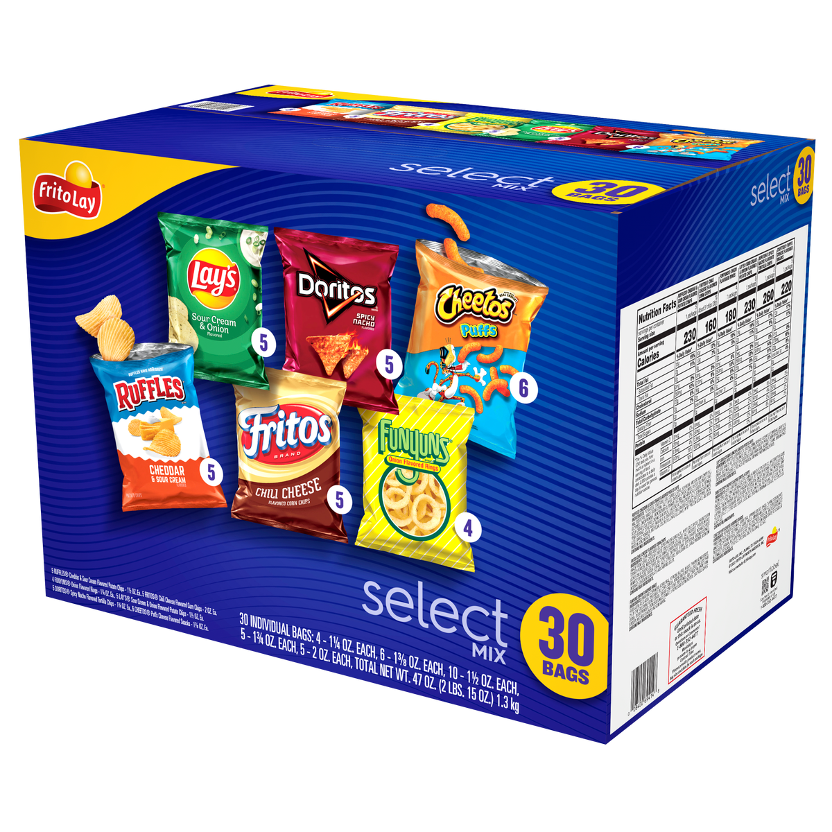 Frito-Lay Select Mix, Variety Pack, 30 ct