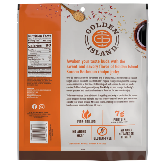 Golden Island Pork Jerky Pieces, Korean Barbecue, 14.5 oz