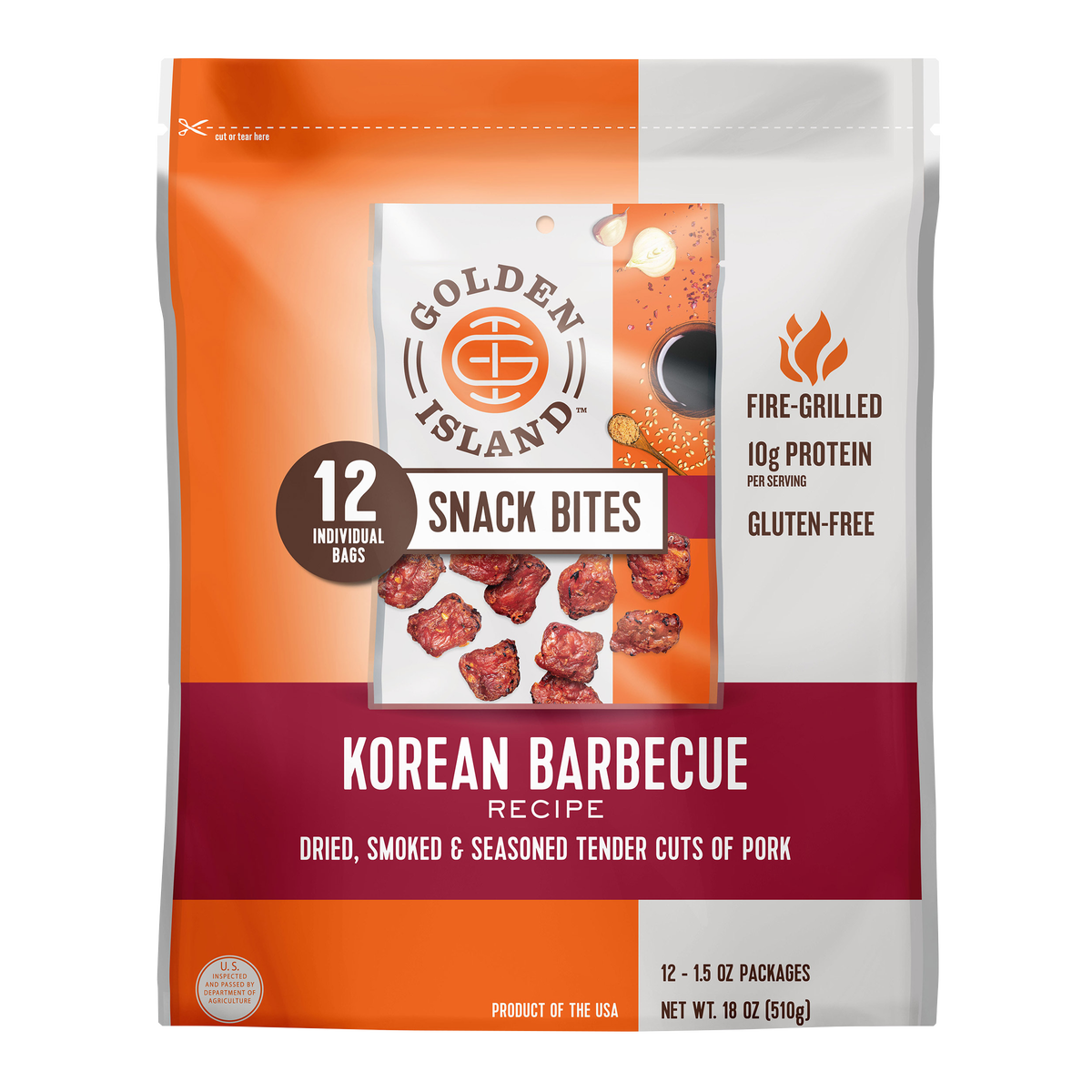 Golden Island Pork Snack Bites, Korean Barbecue, 1.5 oz, 12 ct