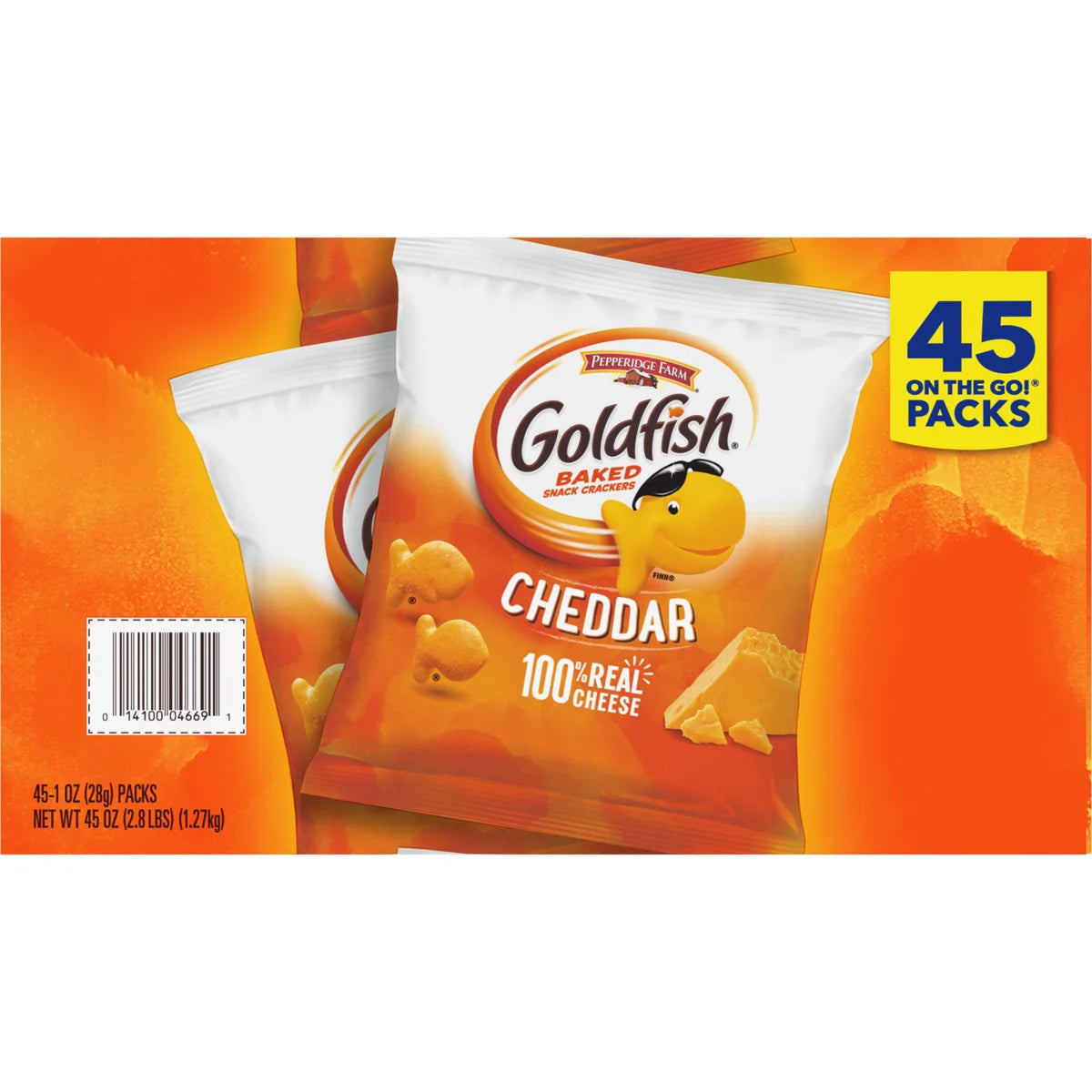 Goldfish Baked Snack Crackers, Cheddar, 1 oz, 45 ct