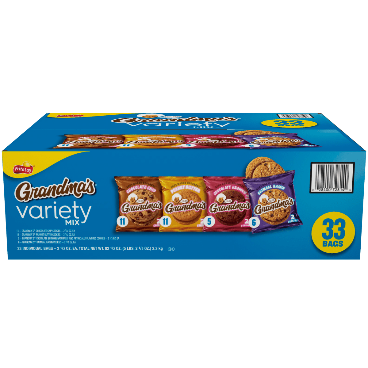 Grandma's Cookies, Variety Pack, 2.5 oz, 33 ct