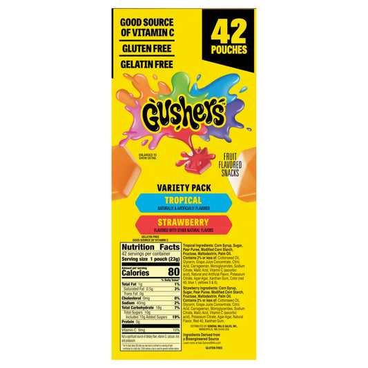 Gushers Fruit Flavored Snacks, Variety Pack, 0.8 oz, 42 ct