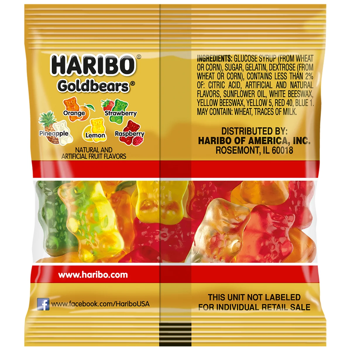 Haribo Goldbears Gummi Candy, Mini Bags, 0.4 oz, 125 ct
