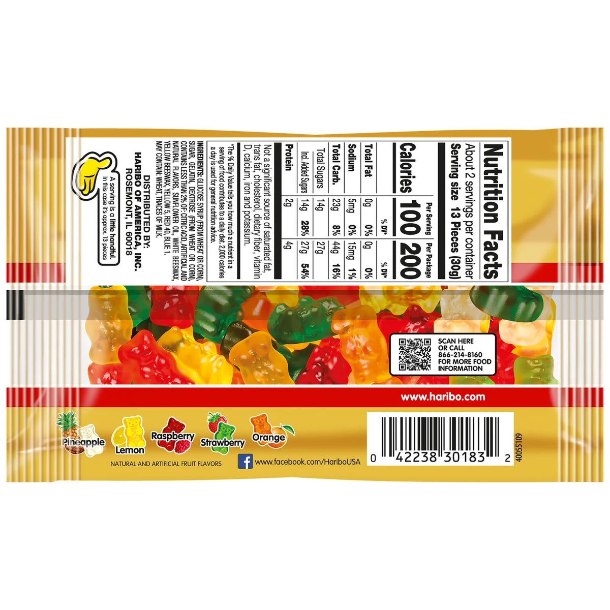 Haribo Goldbears Gummi Candy, 2 oz, 24 ct