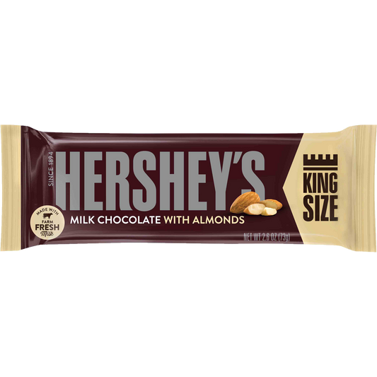 Hershey's King Size, Milk Chocolate With Almonds, 2.6 oz, 18 ct