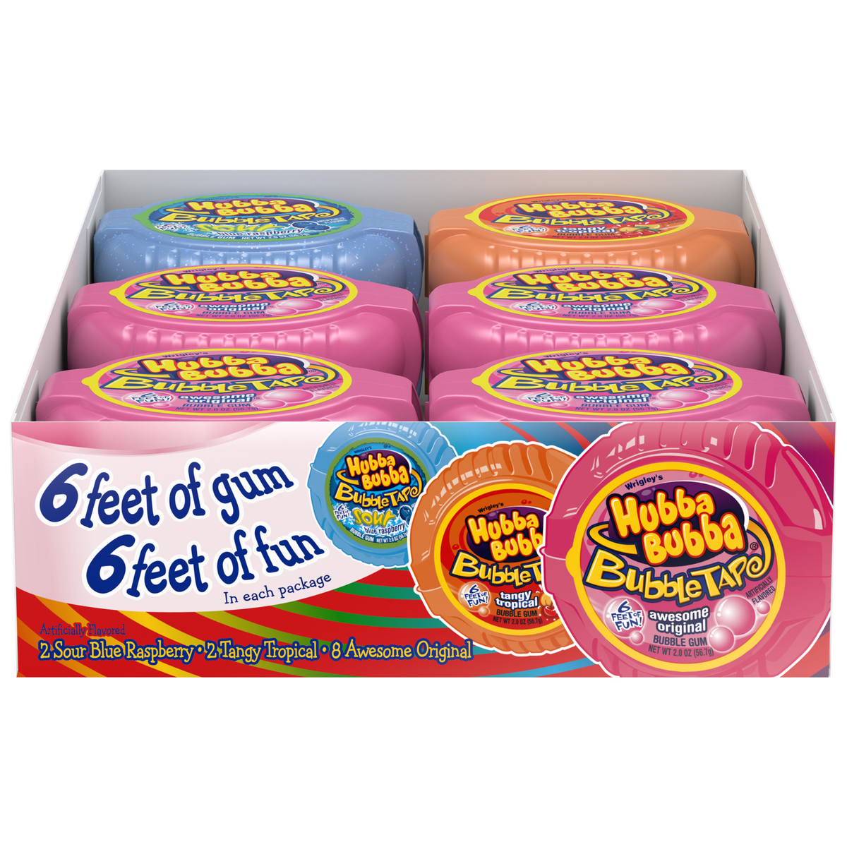 Hubba Bubba Bubble Gum Tape, Variety Pack, 2 oz, 12 ct