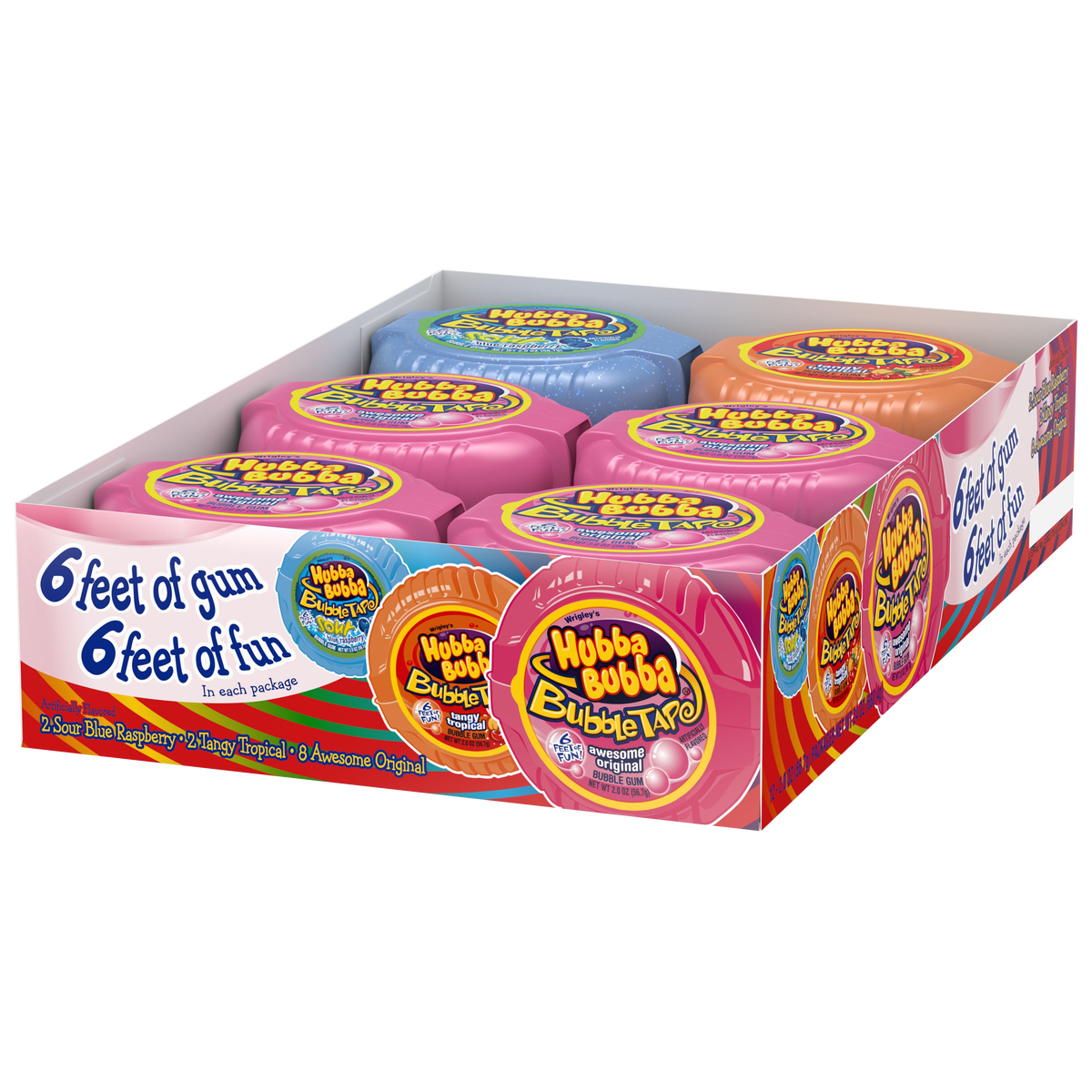 Hubba Bubba Bubble Gum Tape, Variety Pack, 2 oz, 12 ct