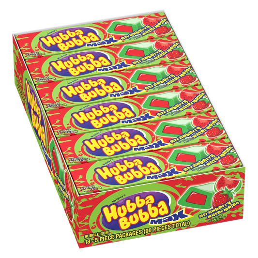 Hubba Bubba Max Chewing Gum, Strawberry Watermelon, 5 Pieces, 18 ct