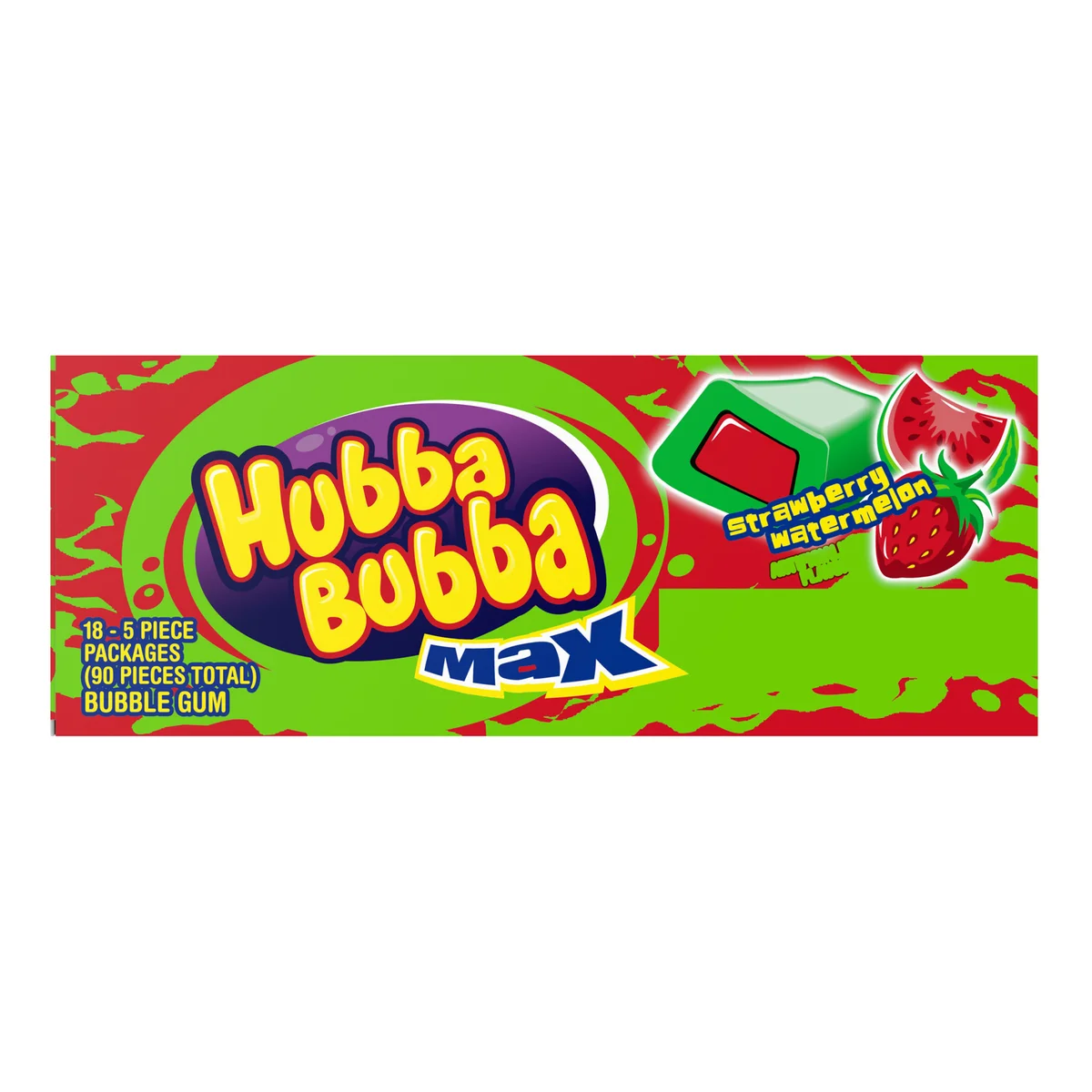 Hubba Bubba Max Chewing Gum, Strawberry Watermelon, 5 Pieces, 18 ct