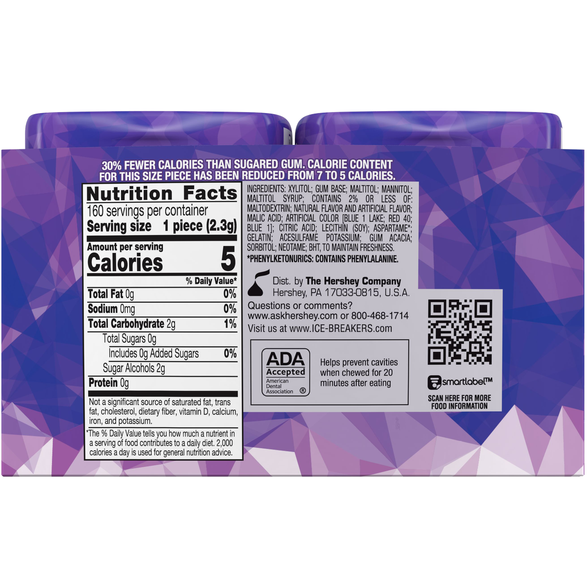 Ice Breakers Ice Cubes Sugar Free Gum, Arctic Grape, 40 pieces, 4 ct