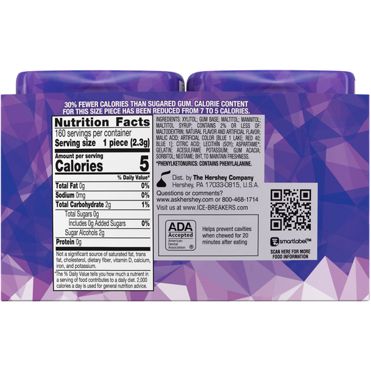 Ice Breakers Ice Cubes Sugar Free Gum, Arctic Grape, 40 pieces, 4 ct