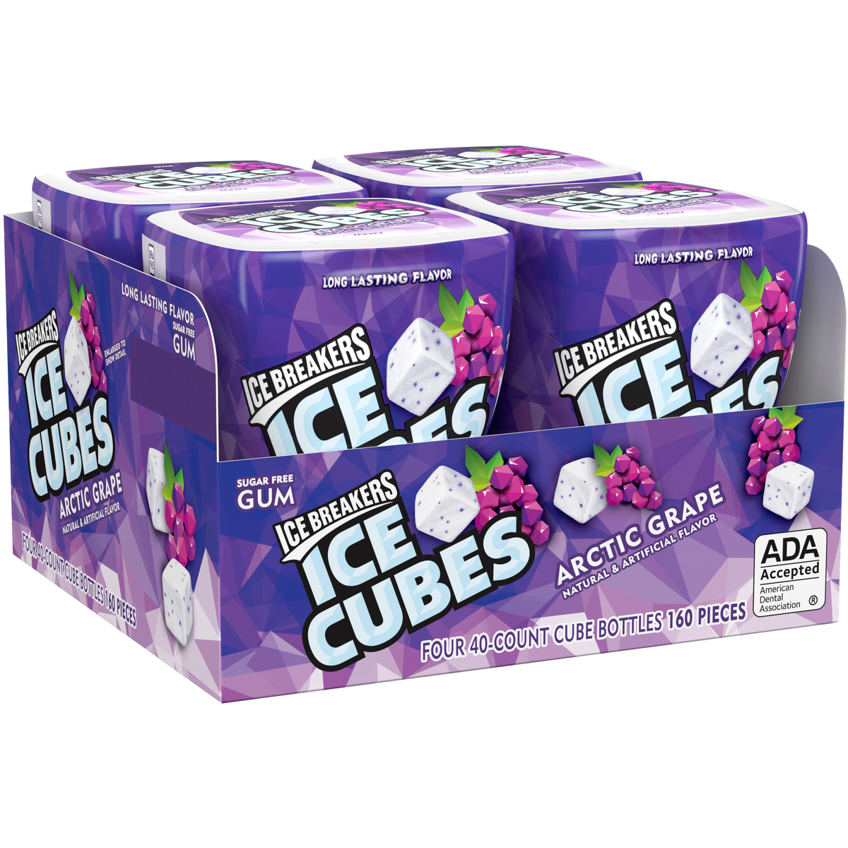 Ice Breakers Ice Cubes Sugar Free Gum, Arctic Grape, 40 pieces, 4 ct