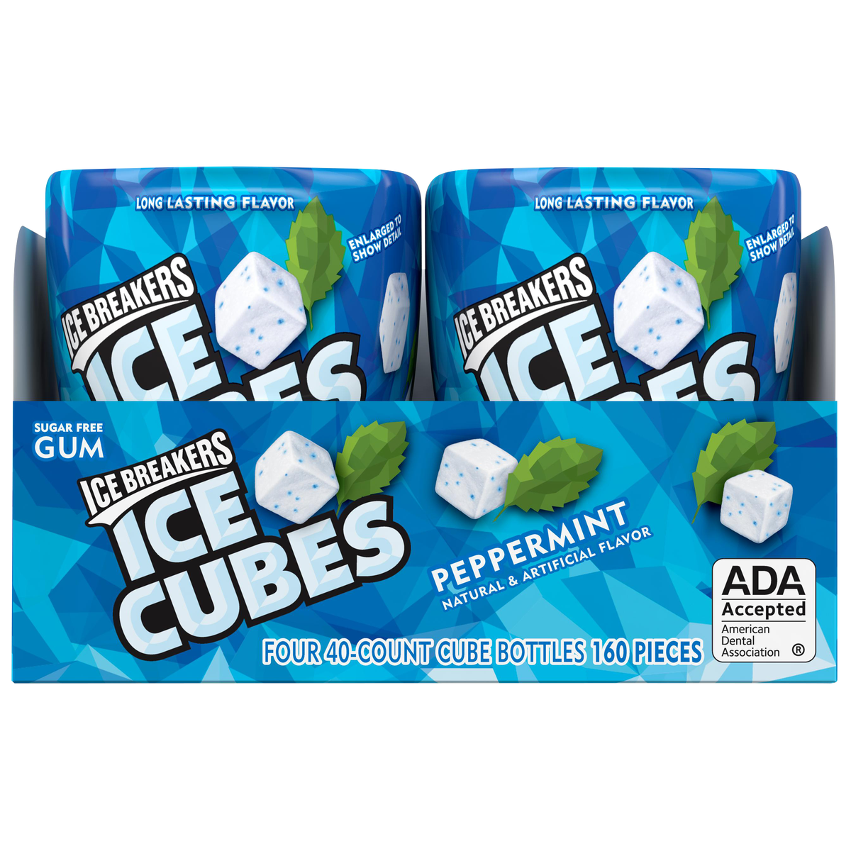Ice Breakers Ice Cubes Sugar Free Gum, Peppermint, 40 pieces, 4 ct