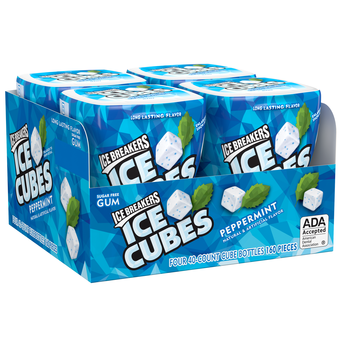 Ice Breakers Ice Cubes Sugar Free Gum, Peppermint, 40 pieces, 4 ct