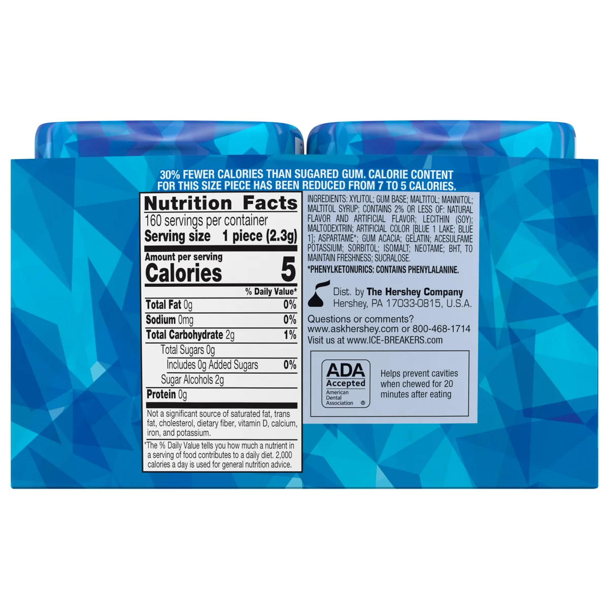 Ice Breakers Ice Cubes Sugar Free Gum, Peppermint, 40 pieces, 4 ct