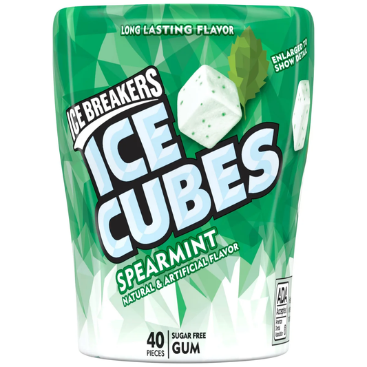 Ice Breakers Ice Cubes Sugar Free Gum, Spearmint, 40 pieces, 4 ct