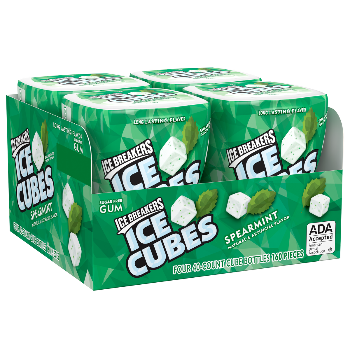 Ice Breakers Ice Cubes Sugar Free Gum, Spearmint, 40 pieces, 4 ct
